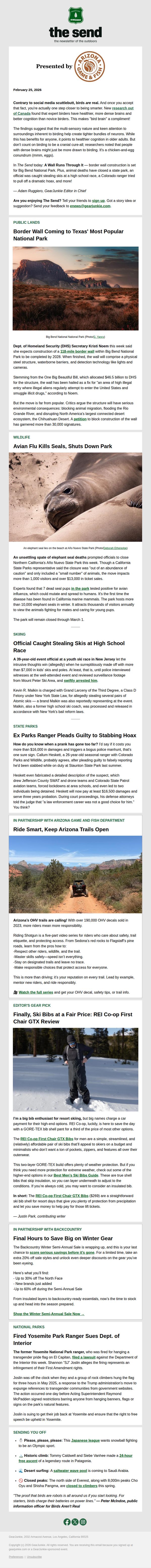7. GearJunkie : Border Wall Set for National Park