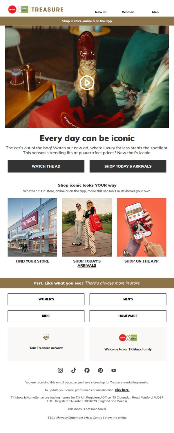 8. TK Maxx - UK: Pssst! We're emailing you first...