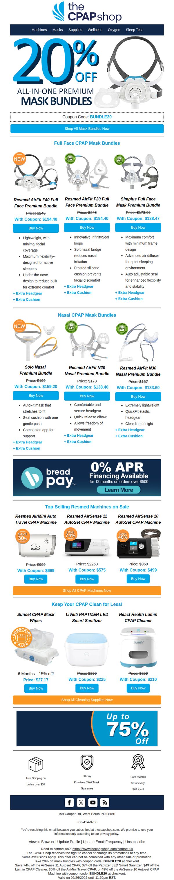 10. The CPAP Shop: 20% Off CPAP Premium Bundles (Mask + One Year of Supplies)—Starting at ONLY $133