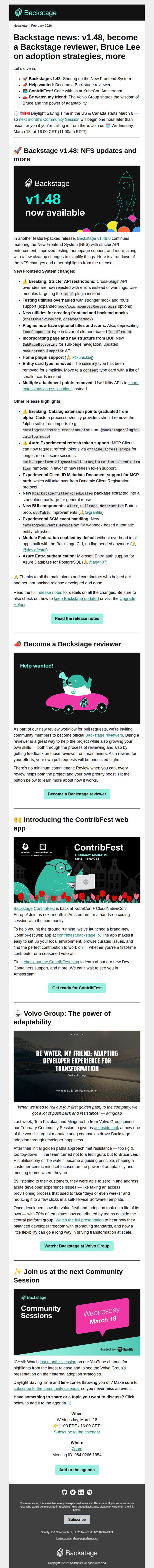 10. Backstage: Backstage news: v1.48, become a Backstage reviewer, Bruce Lee on adoption strategies, more