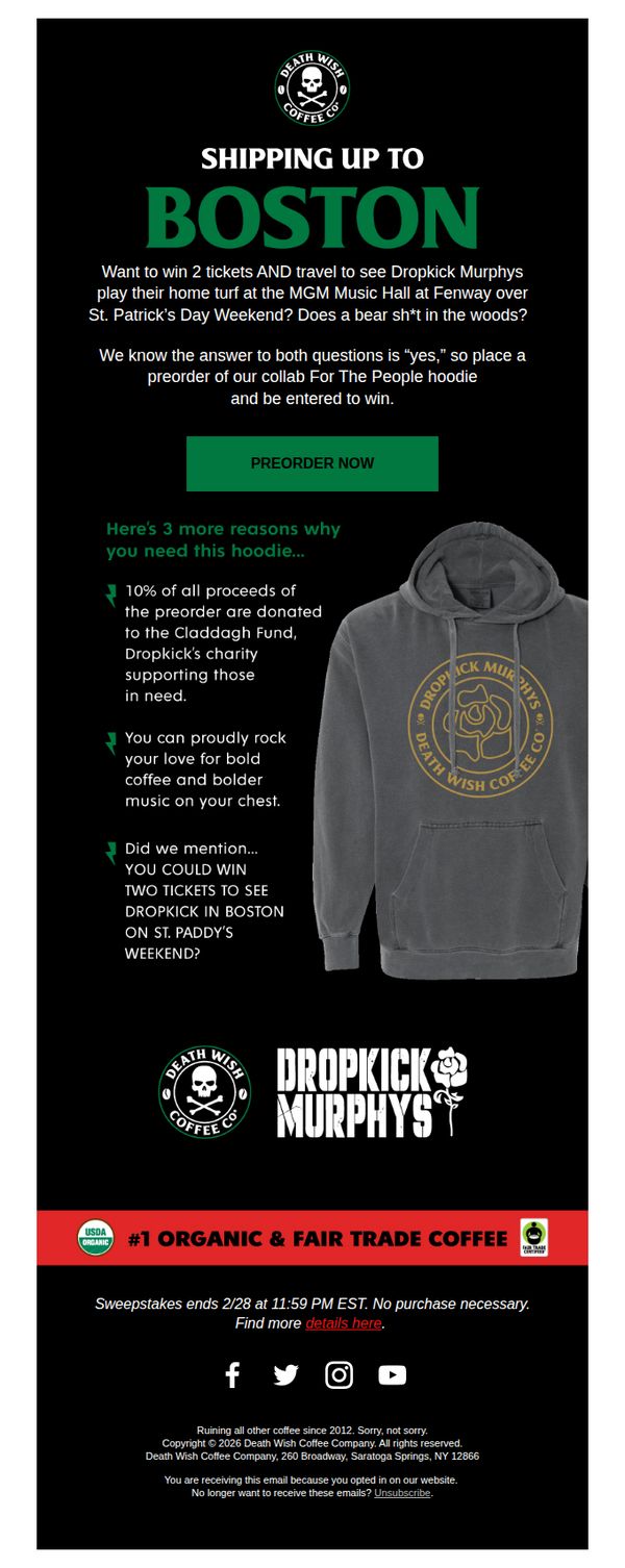 9. Death Wish Coffee: 2 MORE DAYS to WIN