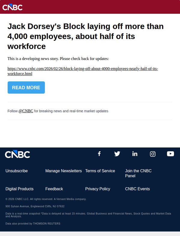 9. Jack Dorsey's Block laying off more than 4,000 employees, about half of its workforce