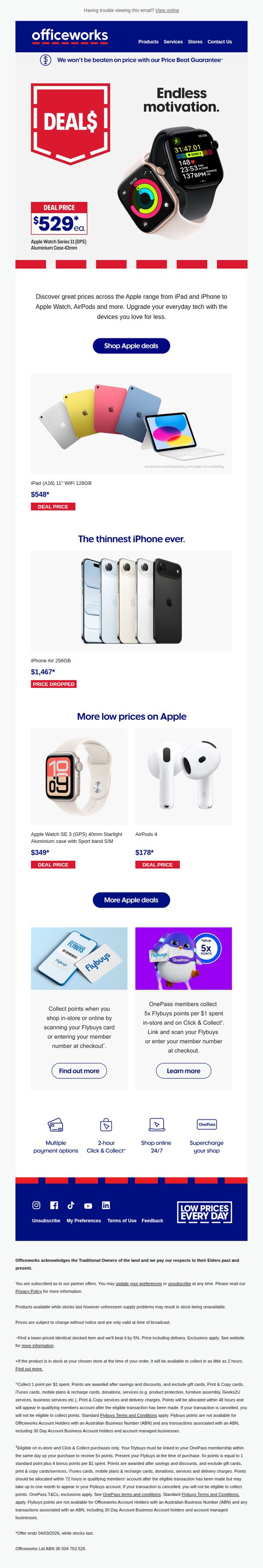 9. Officeworks : Top deals on Apple