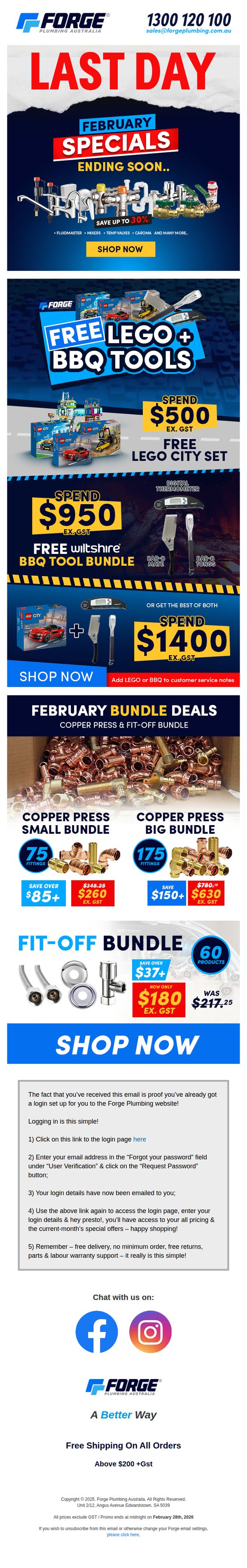 9. Forge Plumbing: LAST DAY Specials