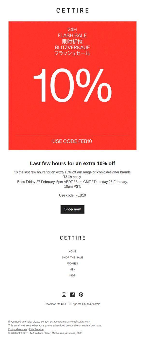 6. Last few hours for an extra 10% off