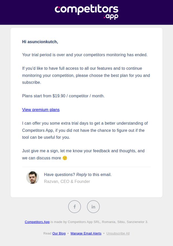 Competitors App 