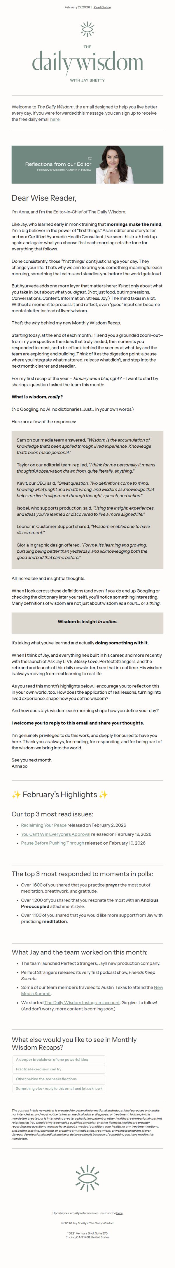 9. February’s Monthly Wisdom Recap