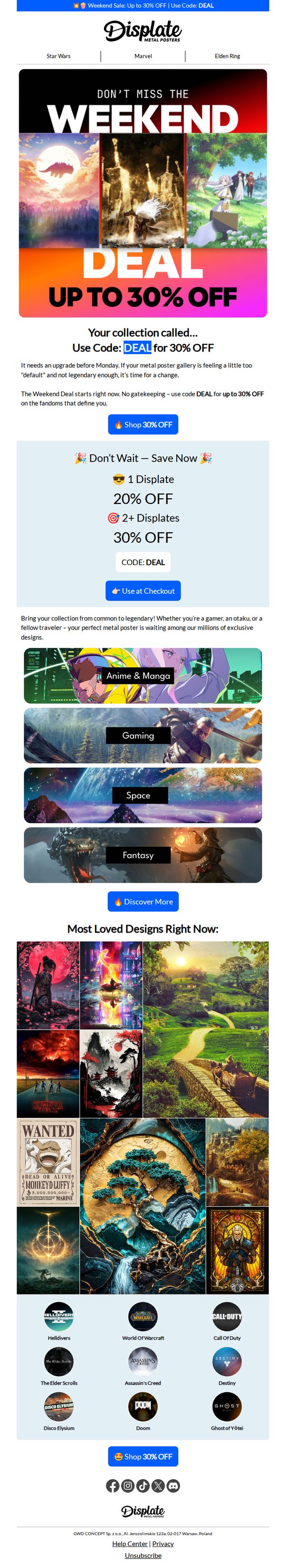 10. Displate: 🏆 Now up to 30% OFF on metal posters! 