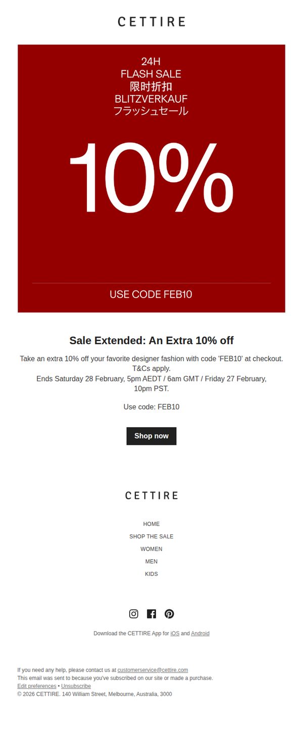 7. Sale Extended: An Extra 10% off