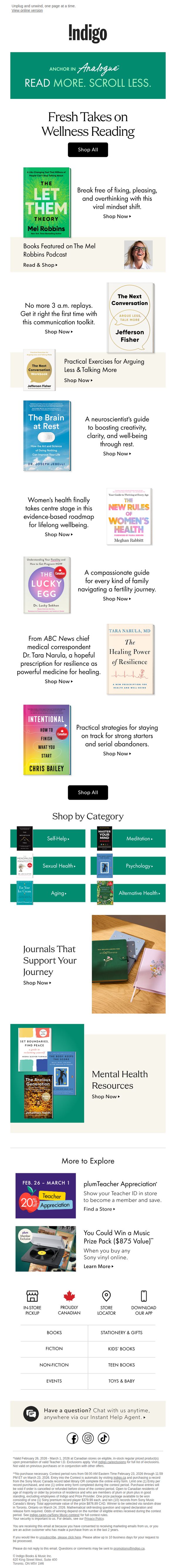 8. Indigo: Wellness reads with real impact