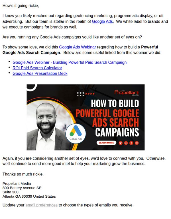 8. If you're running Google Ads, would you let us audit your account rickie?