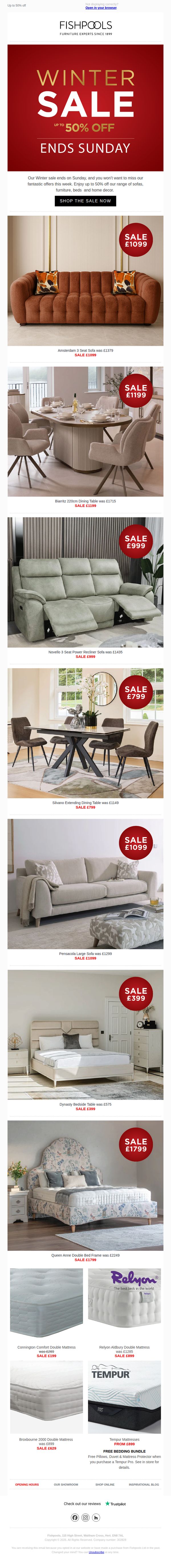 8. Fishpools: Winter Sale Ends on Sunday! Shop Now