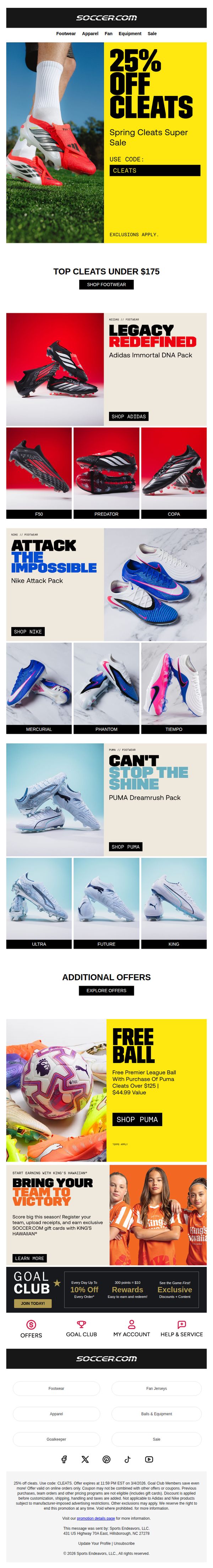 7. SoccerPro: 🤑 25% OFF CLEATS 👟