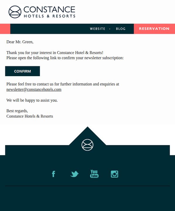 10. Constance Hotels & Resorts: Constance Hotels & Resorts Newsletter : Subscription
