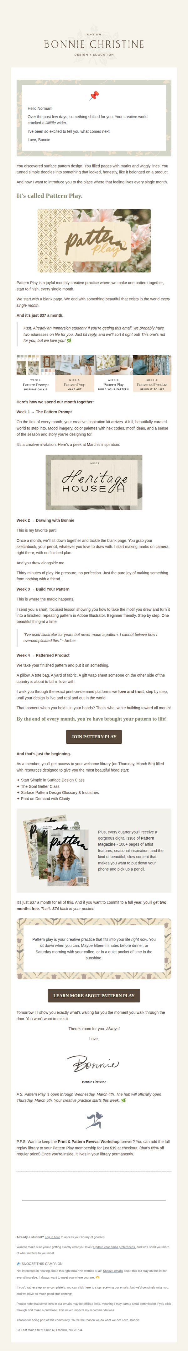 9. Bonnie Christine: Come make patterns with me every month.