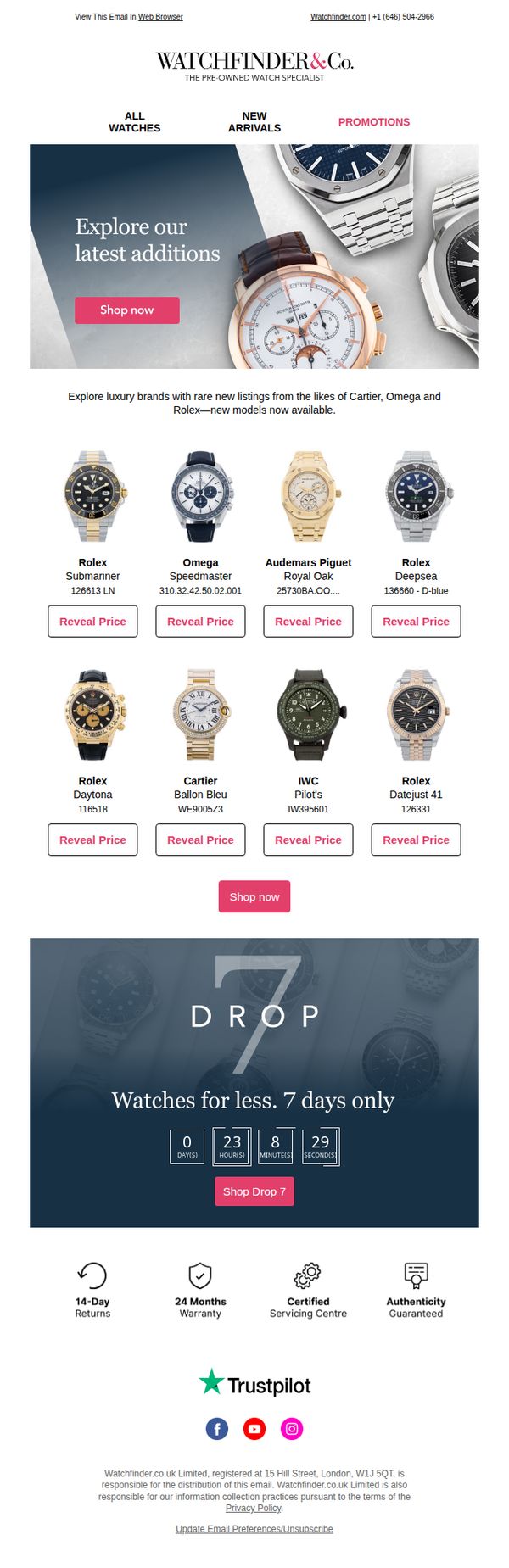 7. Watchfinder : New arrivals featuring our finest watches