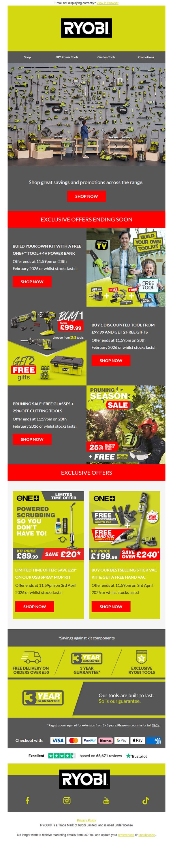 6. Ryobi - UK : Hurry, Excusive Ryobi Deals Are Ending Today - Don't Miss Out