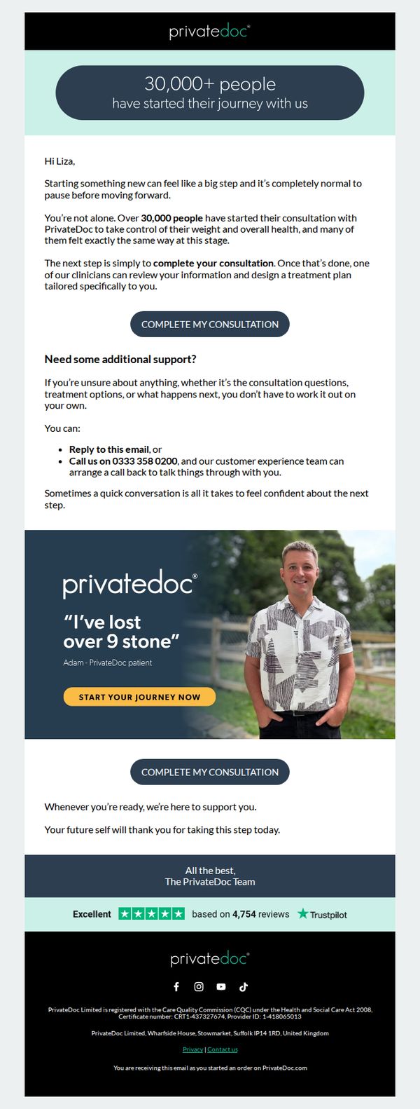 9. PrivateDoc: Start your health journey with us and complete your consultation