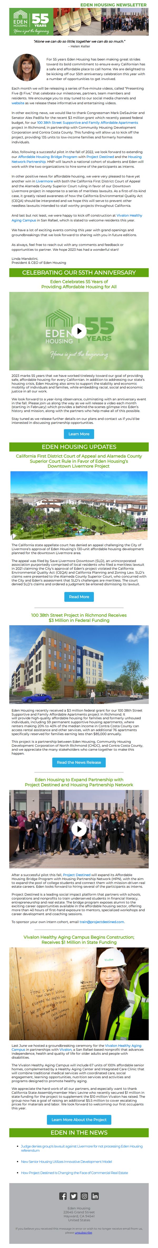 6. Eden Housing celebrates 55 years of providing affordable housing for all; Big wins for Downtown Livermore Project and more