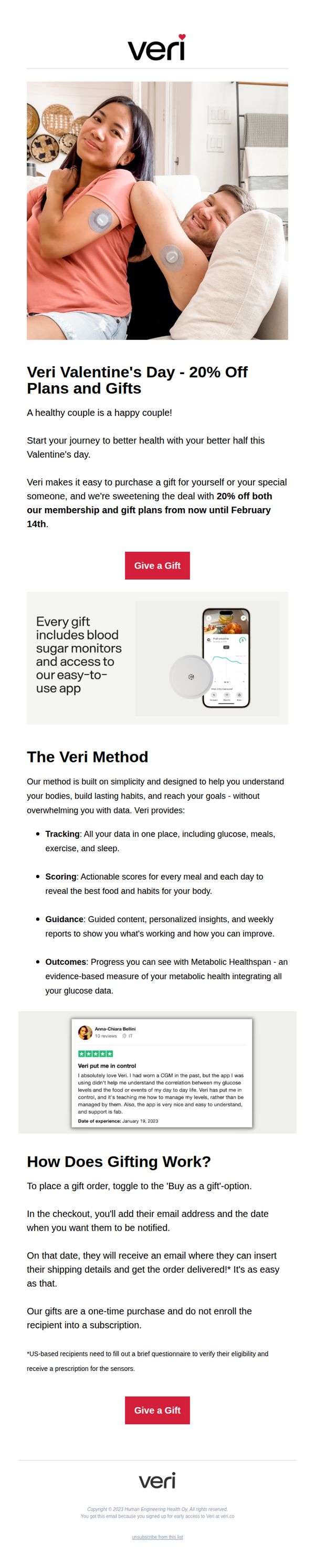 9. veri: Veri Valentine's Day - 20% Off Plans and Gifts