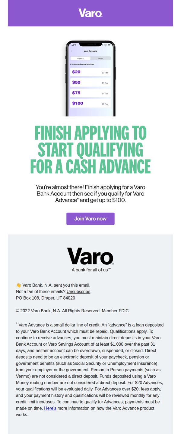 9. Varo: Need a cash advance up to $100? 🤑