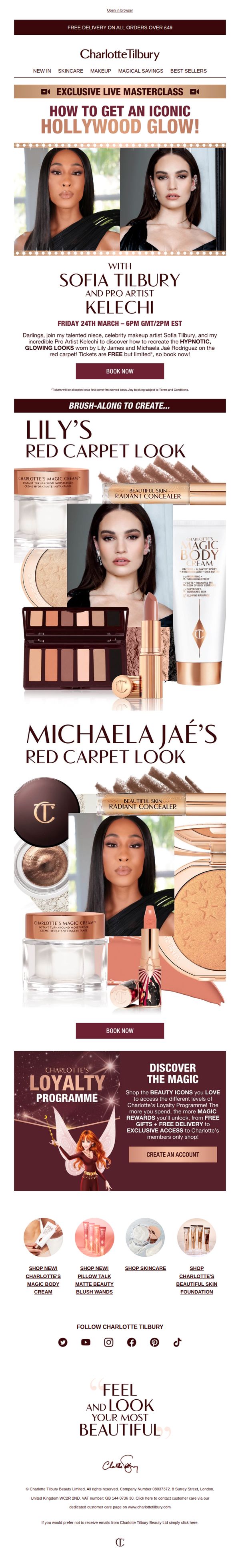 8. Charlotte Tilbury - UK: LIVE Masterclass! Recreate Glowing RED CARPET Looks