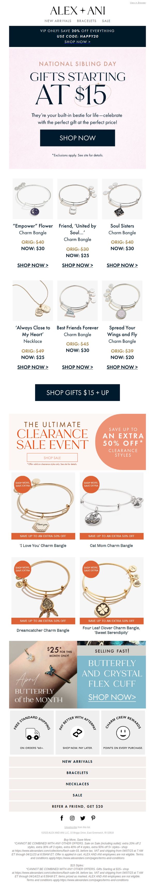 10. Alex and Ani: STARTS NOW: 20% Off EVERYTHING 🤩