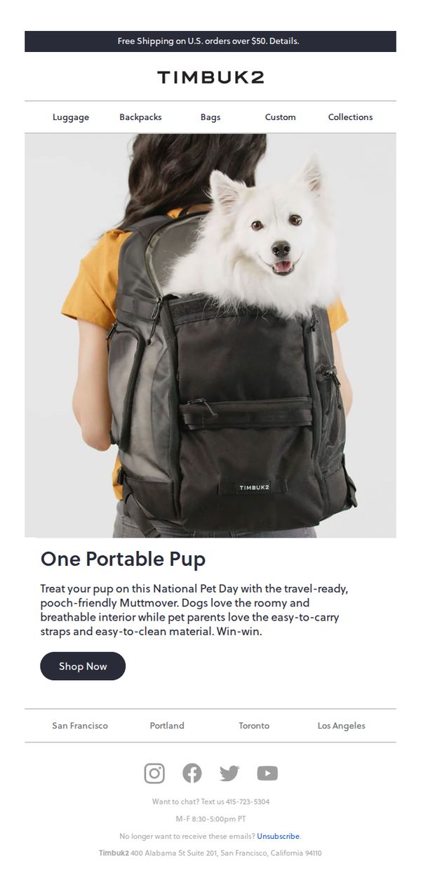 7. Timbuk2: Your pup goes where you go