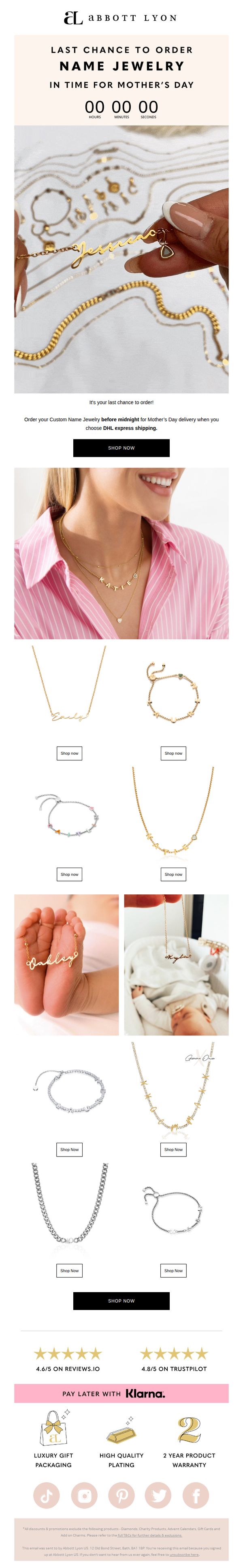 6. Abbott Lyon: LAST CHANCE to order Name Jewelry  💖