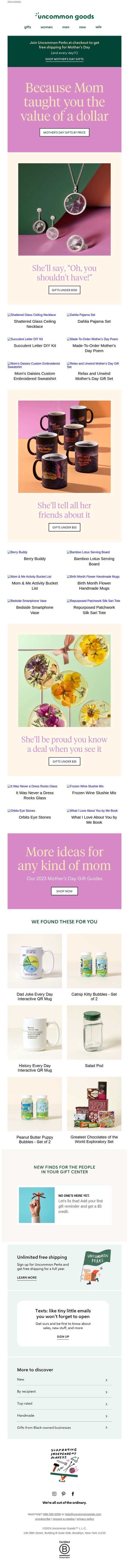 7. uncommon goods: Priceless Mother's Day gifts at every price point