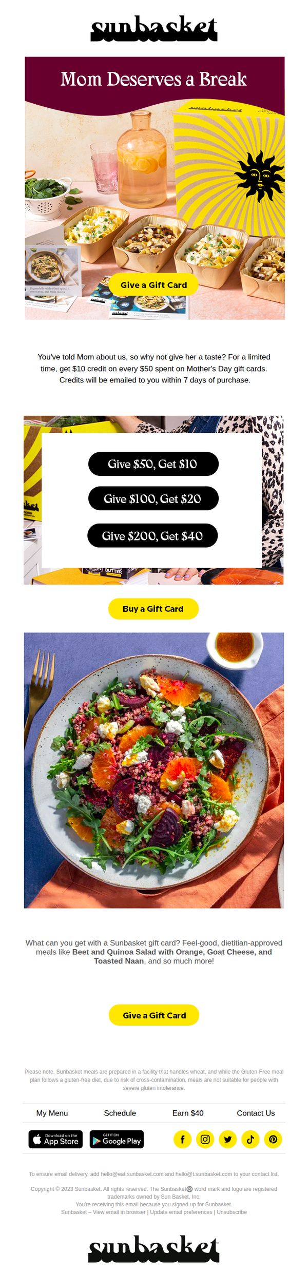 8. Treat Mom to the gift of Sunbasket