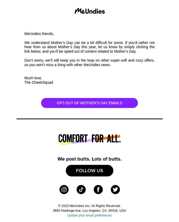 10. MeUndies: Press Pause on Mother’s Day Emails