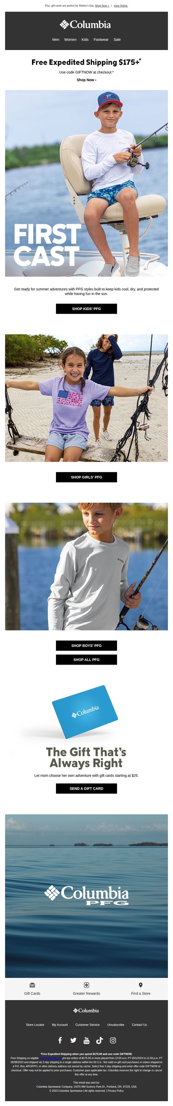 9. Columbia Sportswear: Summer break? Plan ahead with kids' PFG. 
