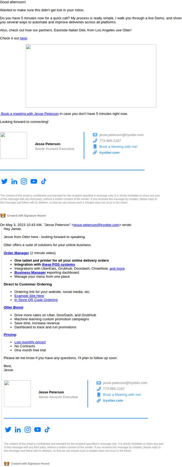 7. Re: Otter - Online Order Integration