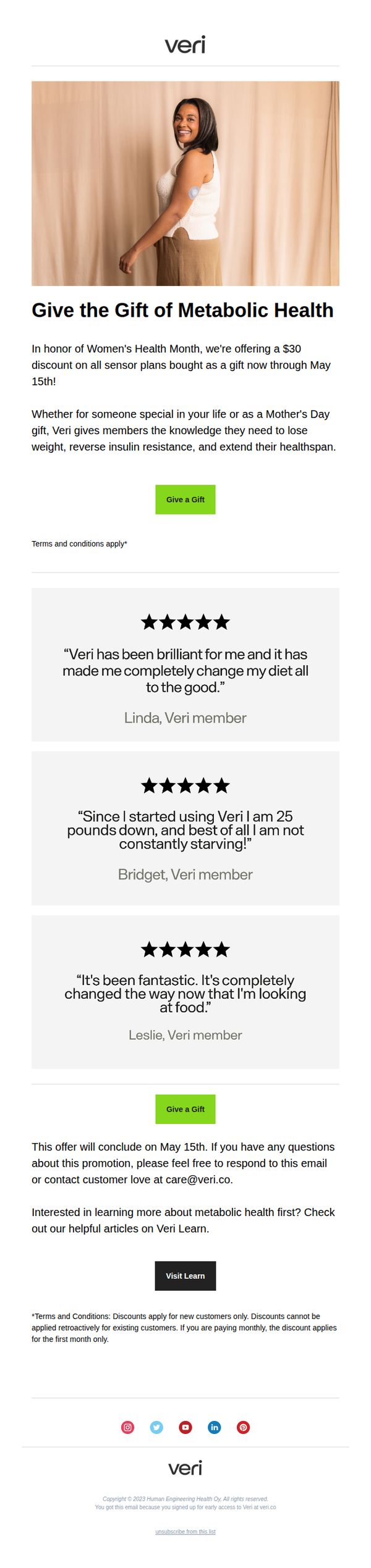 9. veri: Give the Gift of Metabolic Health and Save $30