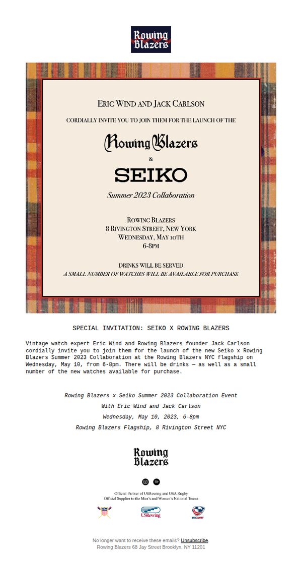 6. Rowing Blazers: Special Invitation: Seiko x Rowing Blazers