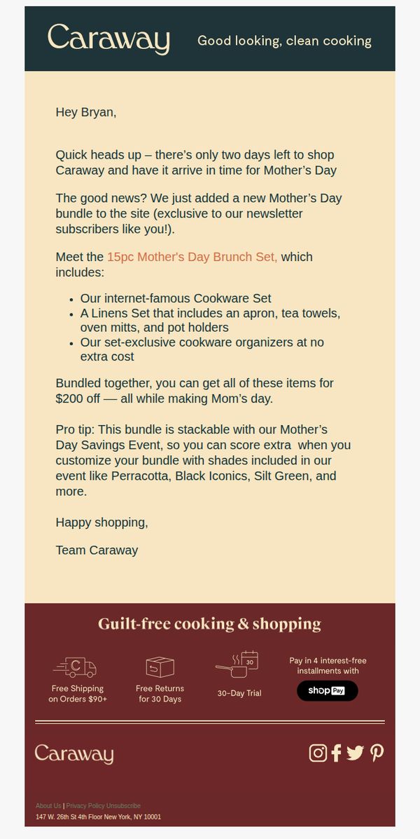 6. NEW: Exclusive Mother's Day Brunch Set Bundle