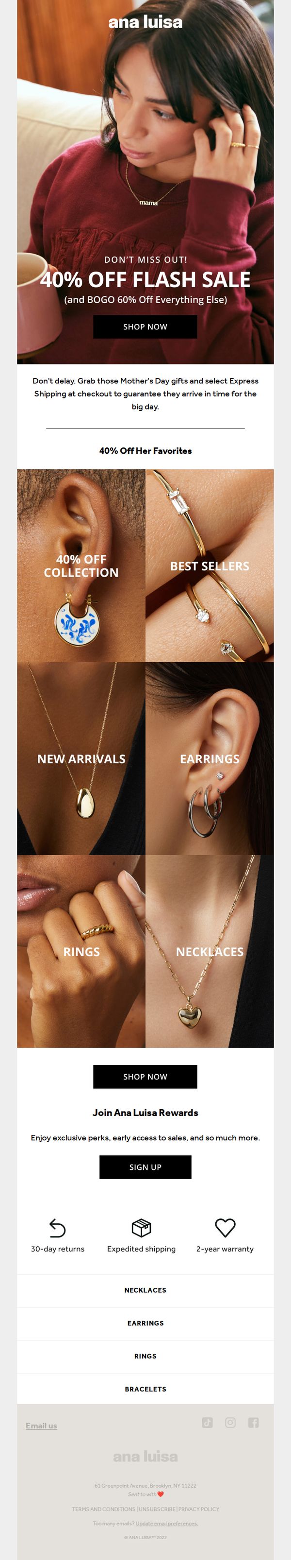 8. Ana Luisa: Get in on the BOGO 60% off fun 💛