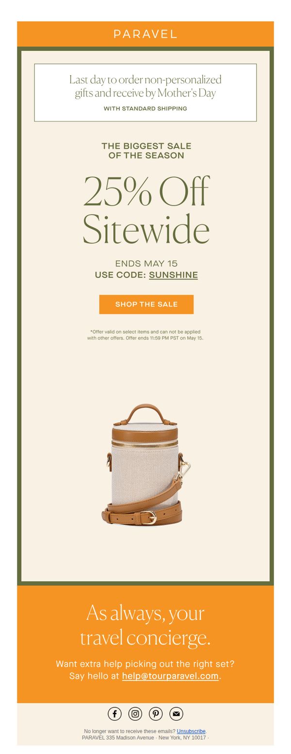 8. Last Day for Mother's Day Gifts with Standard Shipping