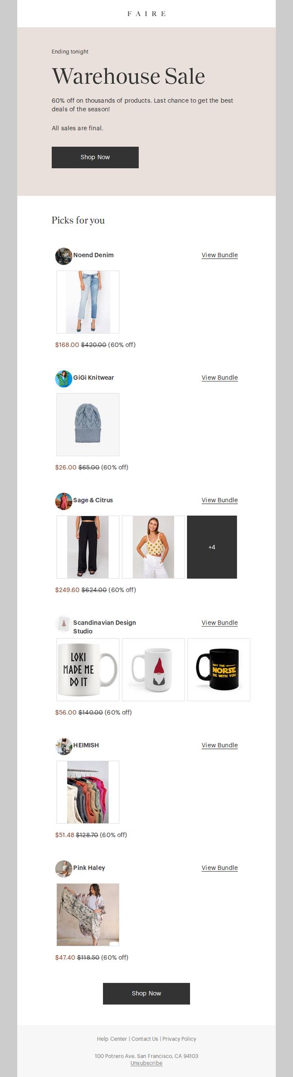 9. Faire.com: Last chance to get 60% off!