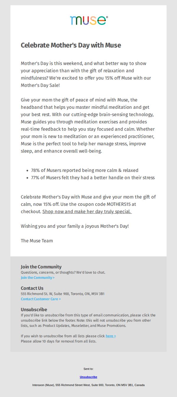 8. Celebrate Mother's Day with Muse