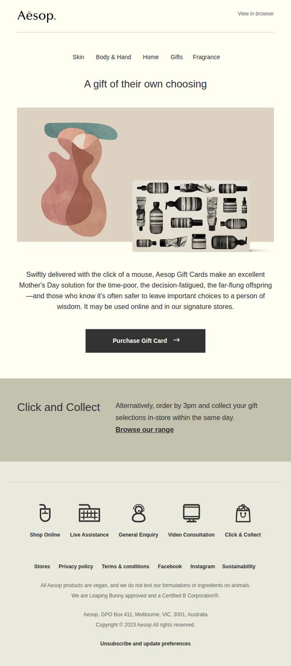 9. Aesop: Granting the luxury of choice