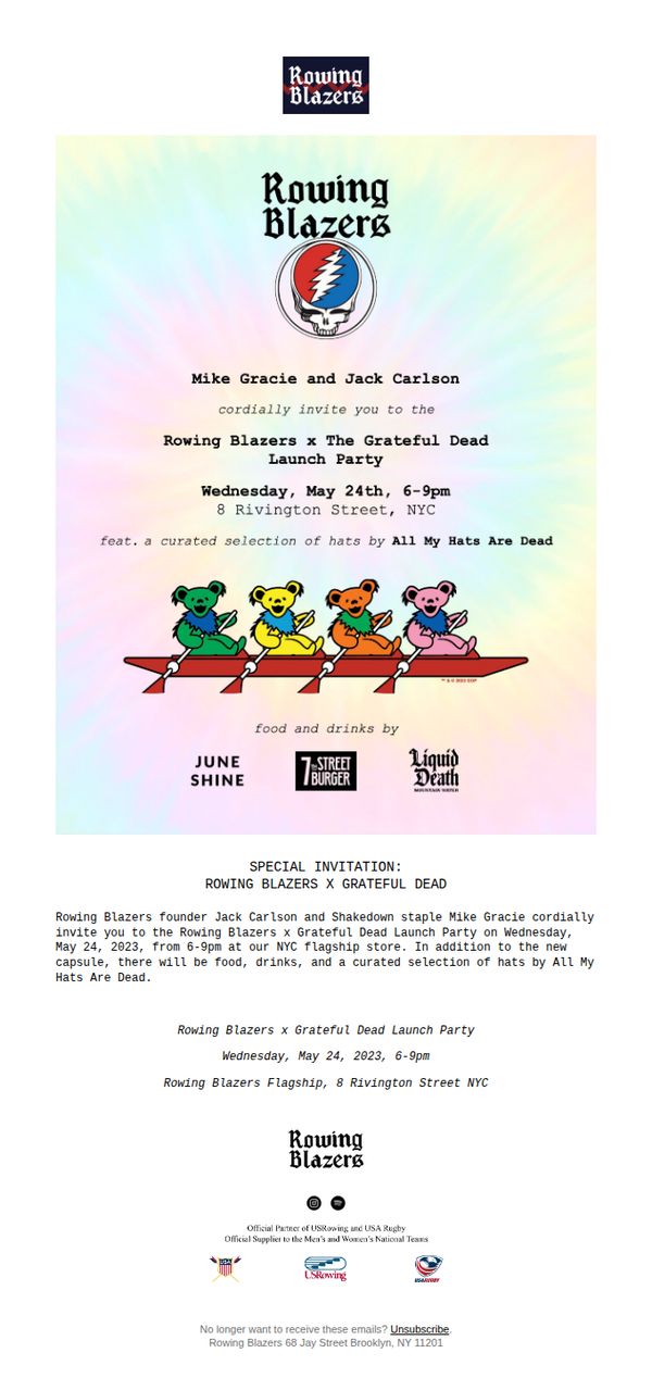 7. SPECIAL INVITATION: Rowing Blazers x Grateful Dead