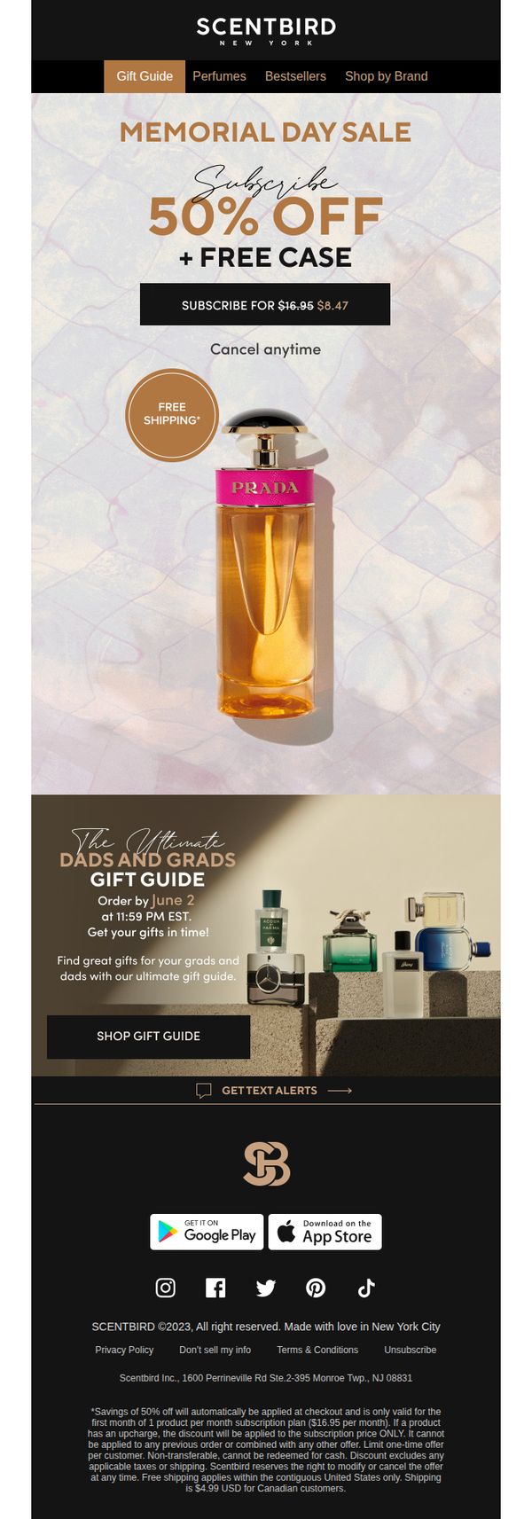 8. scentbird: Huge Memorial Day sale: 50% off + FREE CASE!