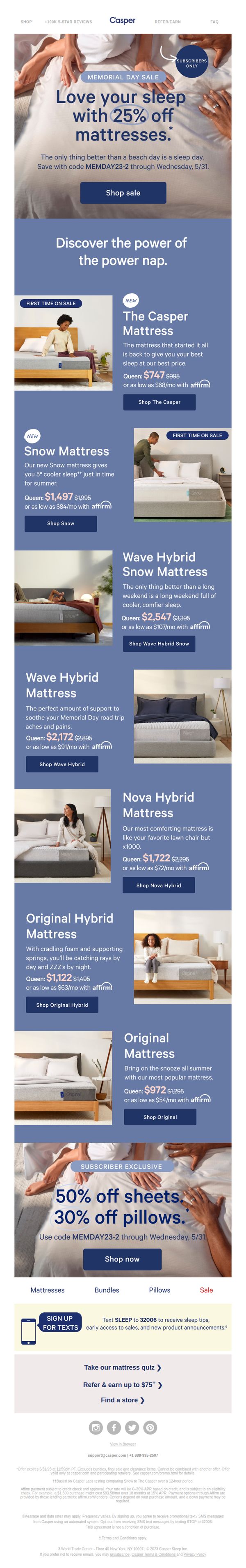 9. Casper: Save 25% on mattresses this Memorial Day.