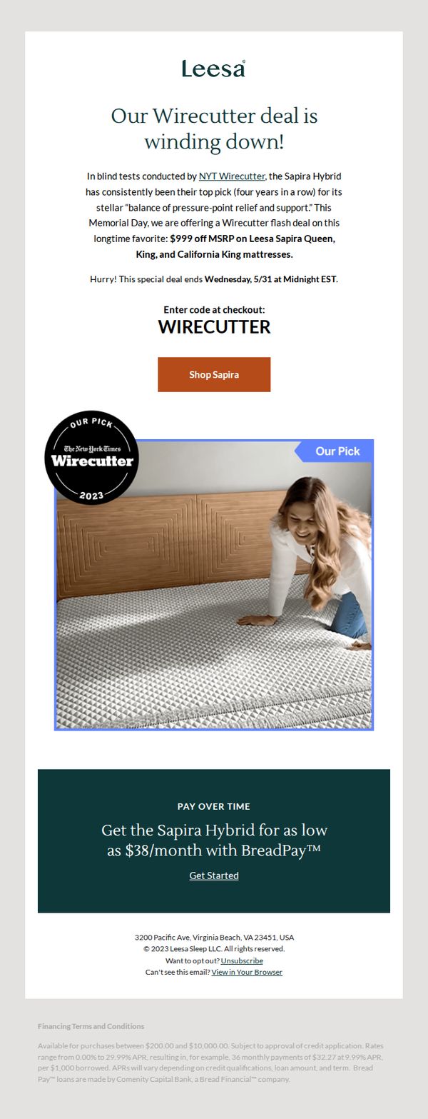 10. Don't miss out on $999 off on Sapira Hybrid Mattress!