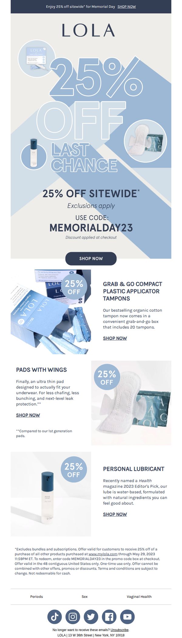 9. Lola: Last Chance for 25% Off