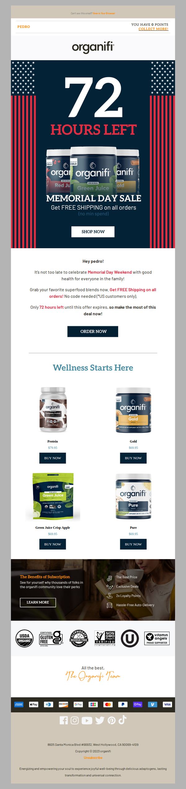 9. Organifi: Still want free shipping?