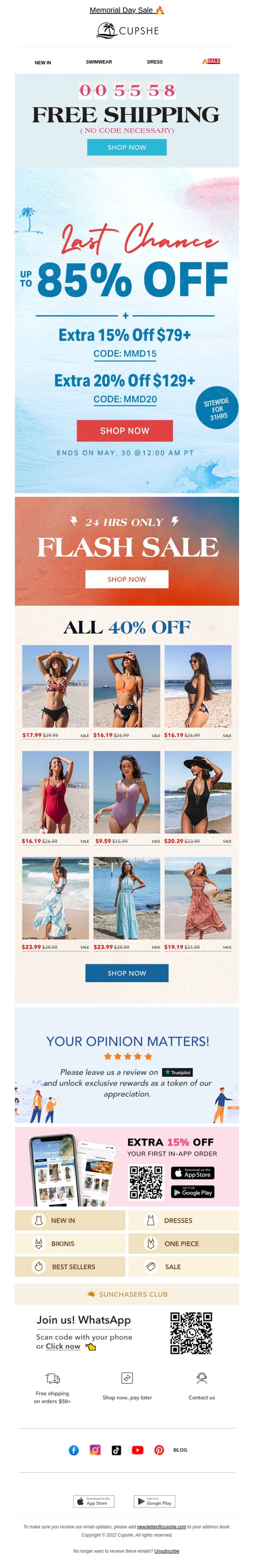6. 🚨FINAL HOURS. The MEMORIAL DAY FREE Shipping Event