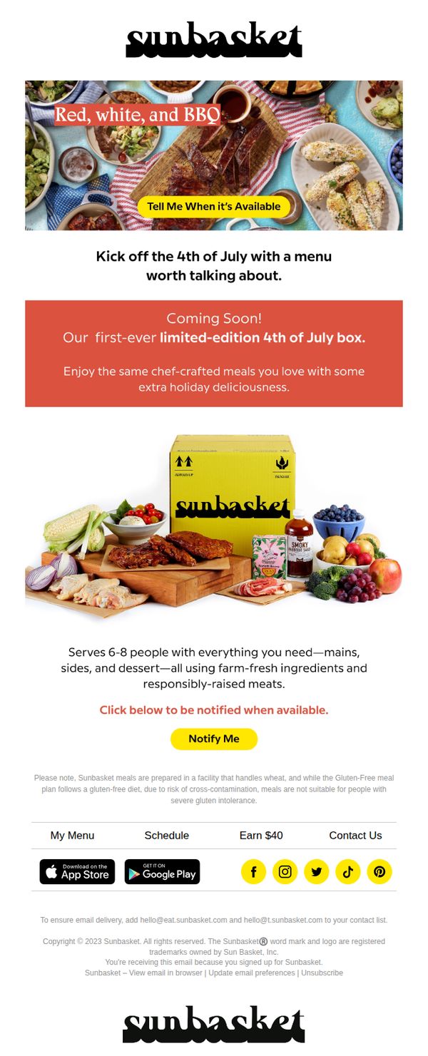6. Sunbasket: Introducing our limited-edition 4th of July Box!